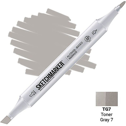 Маркер перманентный двусторонний "Sketchmarker", TG7 серый тонированный №7