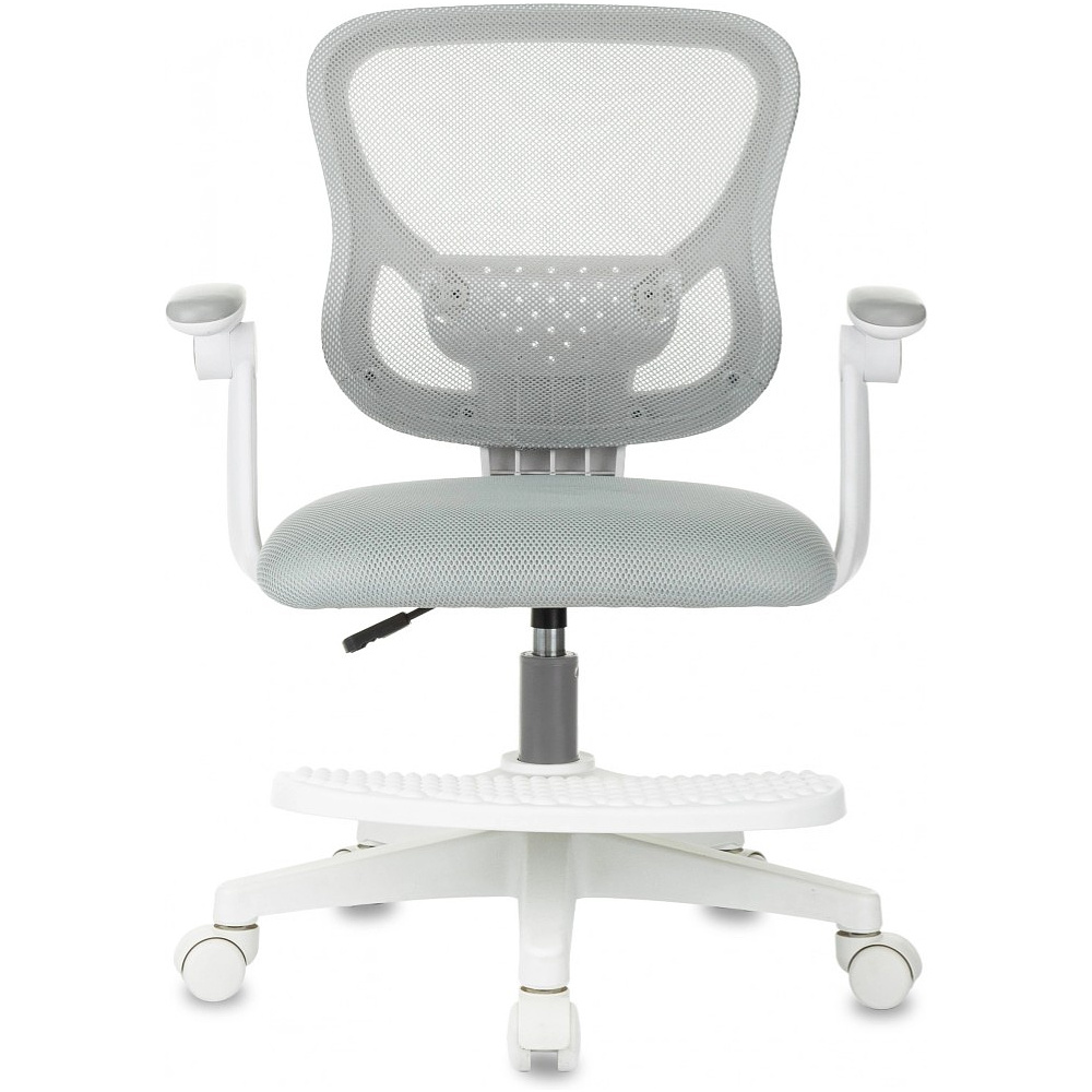 Кресло детское Бюрократ Burokids 3, сетка, ткань, пластик, корпус белый, подставка для ног, серый - 2