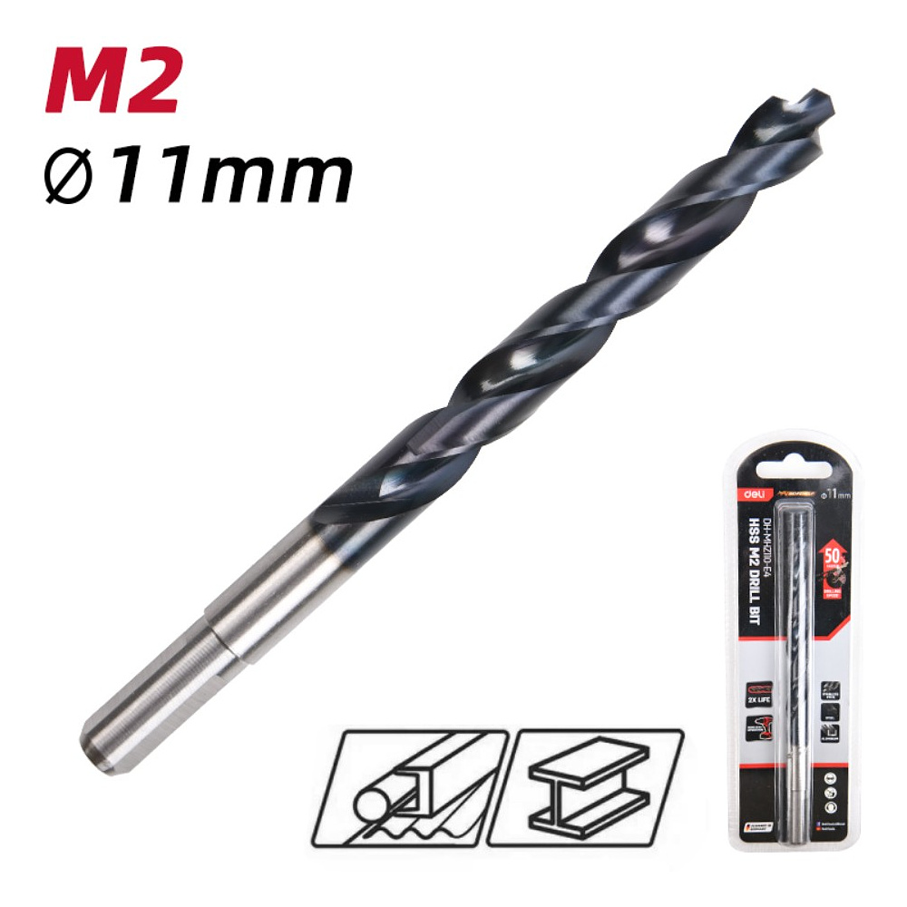 Сверло по металлу Deli RS EDH-MHZ110-E4, 11.0 мм, DIN 338, HSS-TiN - 2