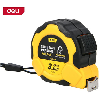 Рулетка Deli YS EDL3795, 3 м х 16 мм, желтый, черный - 3