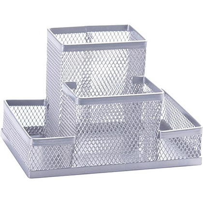 Подставка для канцелярских мелочей "KF15113 Прямоугольная"", 153x103x100 мм, серый