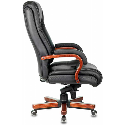 Кресло для руководителя Бюрократ "T-9925WALNUT", кожа, дерево, черный - 3