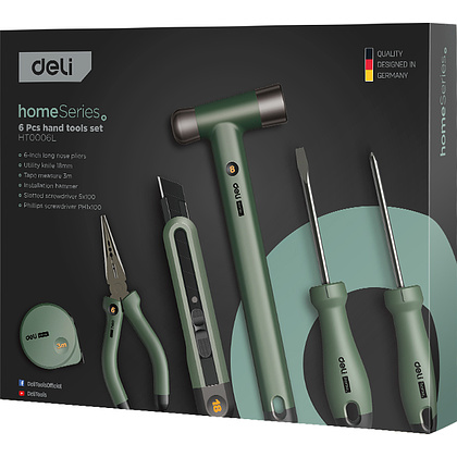 Набор инструментов 6 предметов Deli "Home", зеленый - 3