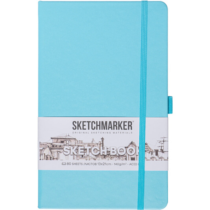 Скетчбук "Sketchmarker", 13x21 см, 140 г/м2, 80 листов, небесно-голубой
