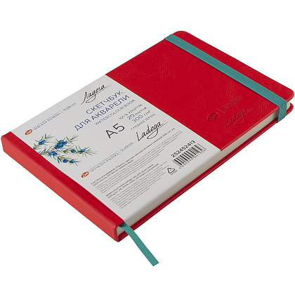 Скетчбук для акварели "Ладога", А5, 100% хлопок, 300 г/м2, 20 листов, красный - 4