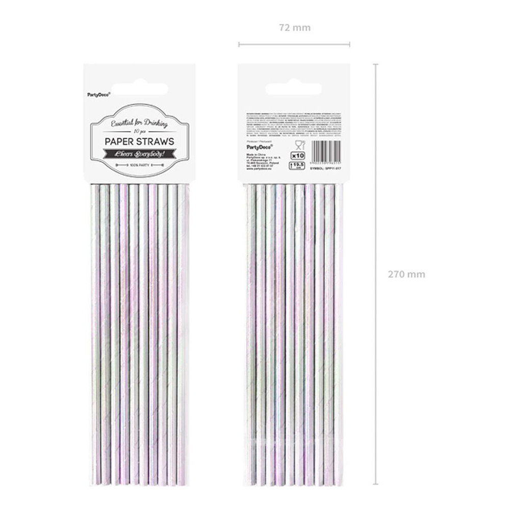 Трубочки бумажные переливающиеся, 19.5 см, 10 шт - 3