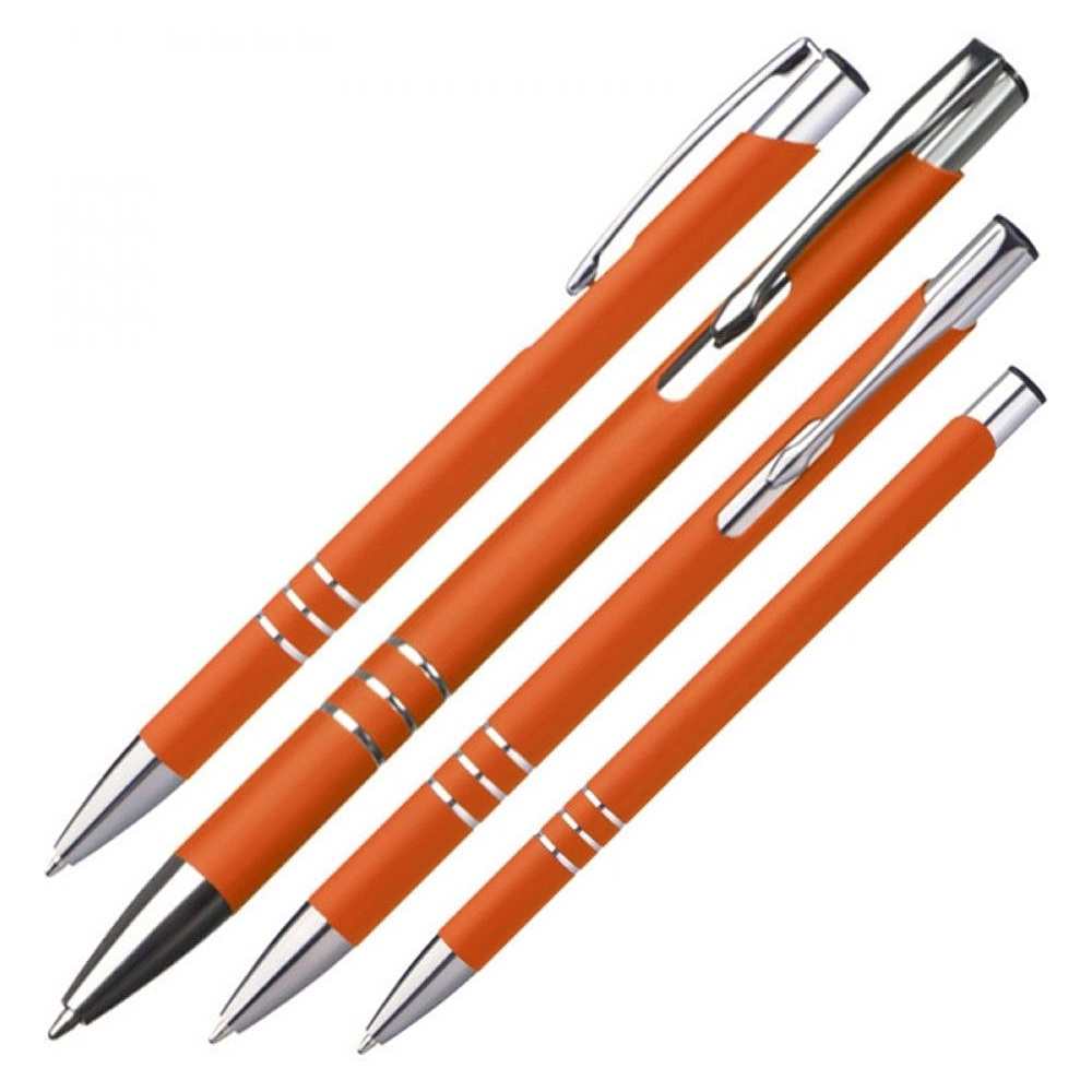 Ручка шариковая автоматическая "New Jersey", 0.7 мм, оранжевый, серебристый, стерж. синий - 5