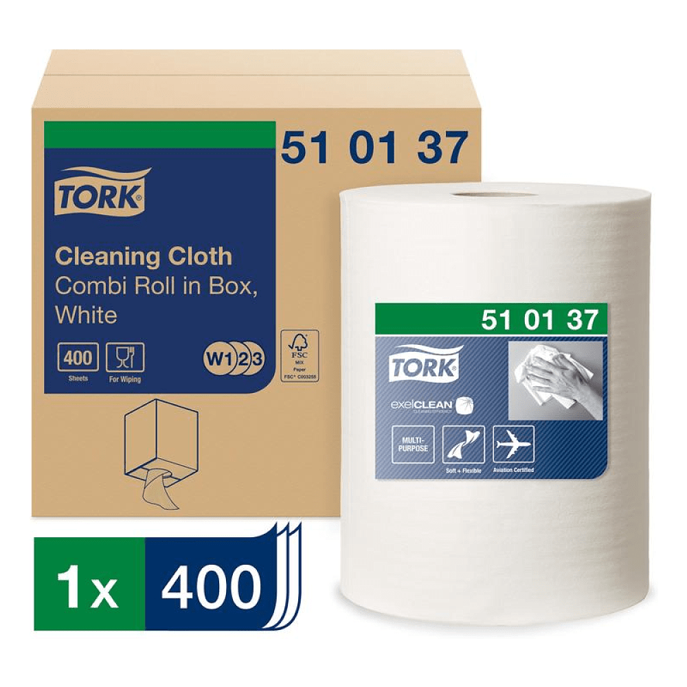 Протирочный материал c центральной вытяжкой "Tork Premium", 1 слой, 1 рулон, W1/2/3 (510137)