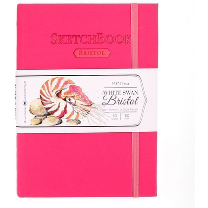 Скетчбук для графики и маркеров "Bristol Touch", A5, 180 г/м2, 50 листов, малиновый