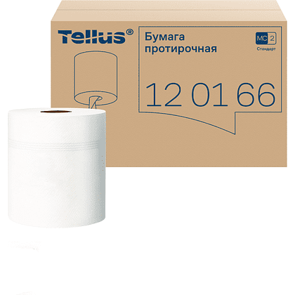 Протирочная бумага Tellus, Стандарт c центральной вытяжкой, базовая, 1 слой, 275 м, MС2 (120166)