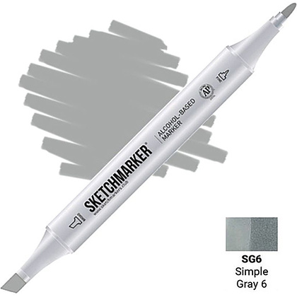 Маркер перманентный двусторонний "Sketchmarker", SG6 серый простой №6