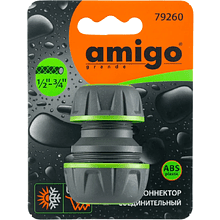 Коннектор Amigo Grande "79260", 1/2-3/4", пластик, серый, зеленый