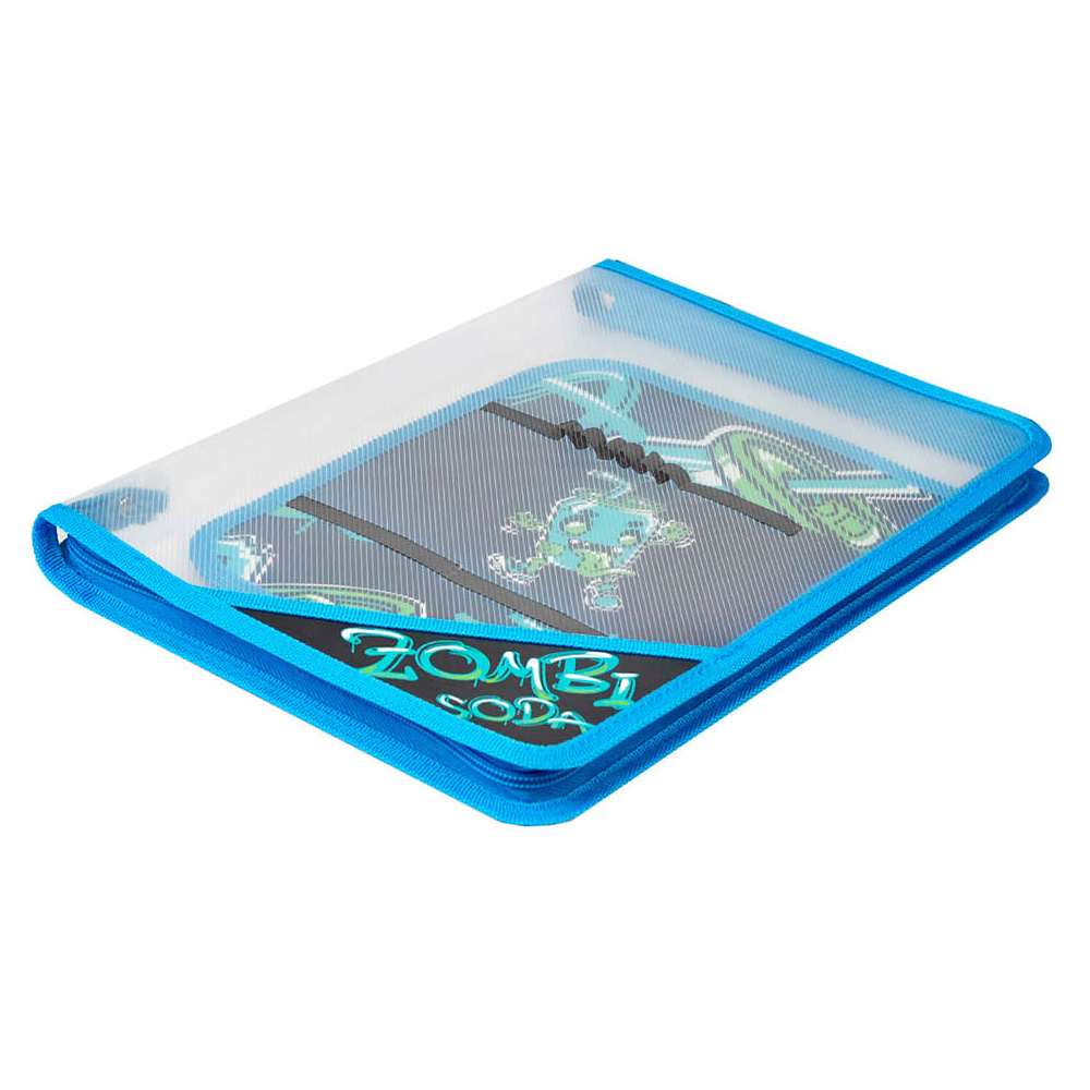 Папка для труда "Зомбо банка", А4, на молнии, голубой, черный - 3