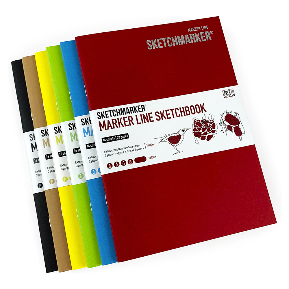 Скетчбук "Sketchmarker marker line", 14,8x21 см ,160 г/м2, 16 листов, вишневый - 2