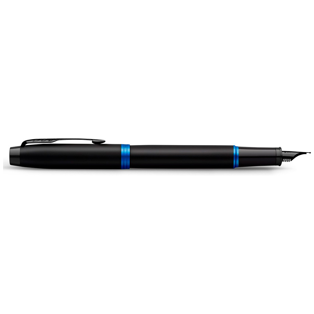 Ручка перьевая Parker "IM Vibrant Rings F315 Marine Blue PVD", F, черный, синий, патрон синий - 4