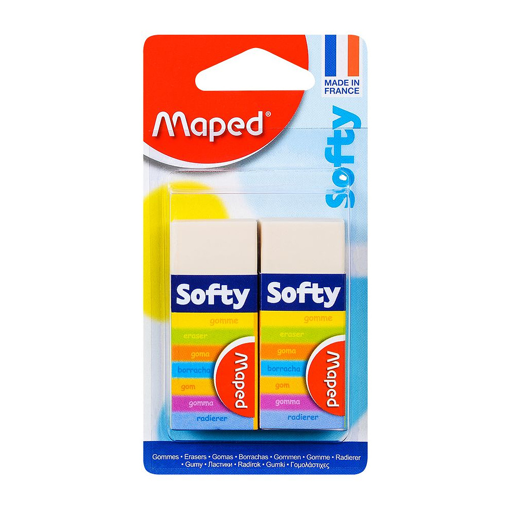 Ластик Maped "Softy", 2шт, белый, блистер, (029840)