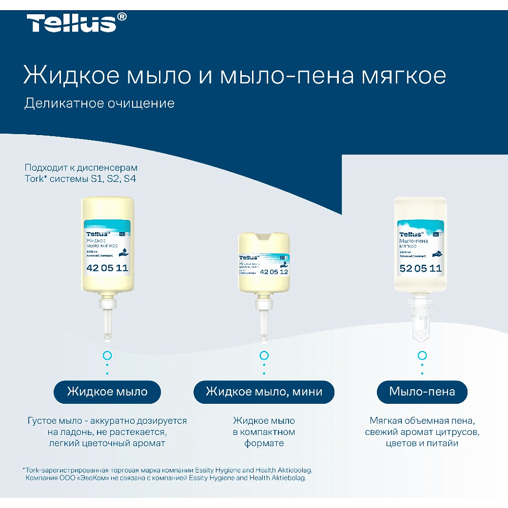 Мыло жидкое Tellus Комфорт, 1 л, мягкое, SC1 - 6