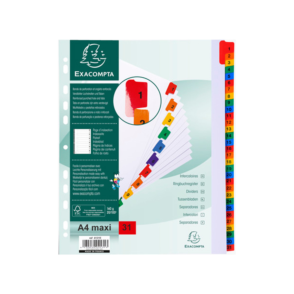 Разделитель "Exacompta", A4+, ассорти