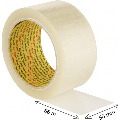 Клейкая лента упаковочная прозрачная "3M Scotch Прочная", 50x66 мм/м - 3