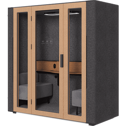 Акустическая кабина двухместная Capsula DUO NEW Comfort, глухая стенка, тёмный войлок