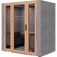 Акустическая кабина четырехместная Capsula QUADRO, глухая стенка, светлый войлок