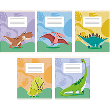 Тетрадь "Динозаврики", А5 12 листов, клетка, ассорти 