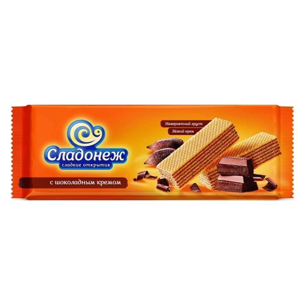 Вафли "Сладонеж", 270 г, с шоколадным кремом