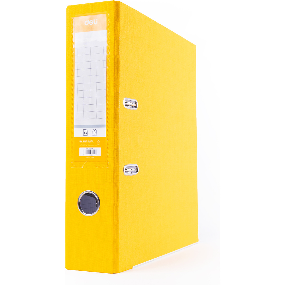 Папка-регистратор "Deli", А4, 75 мм, желтый