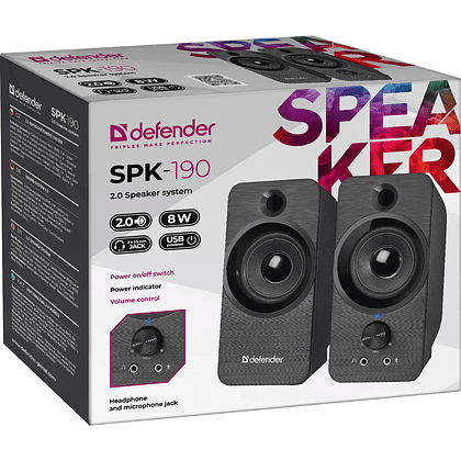 Акустическая система Defender SPK-190, 8 Вт, USB, черный  - 4