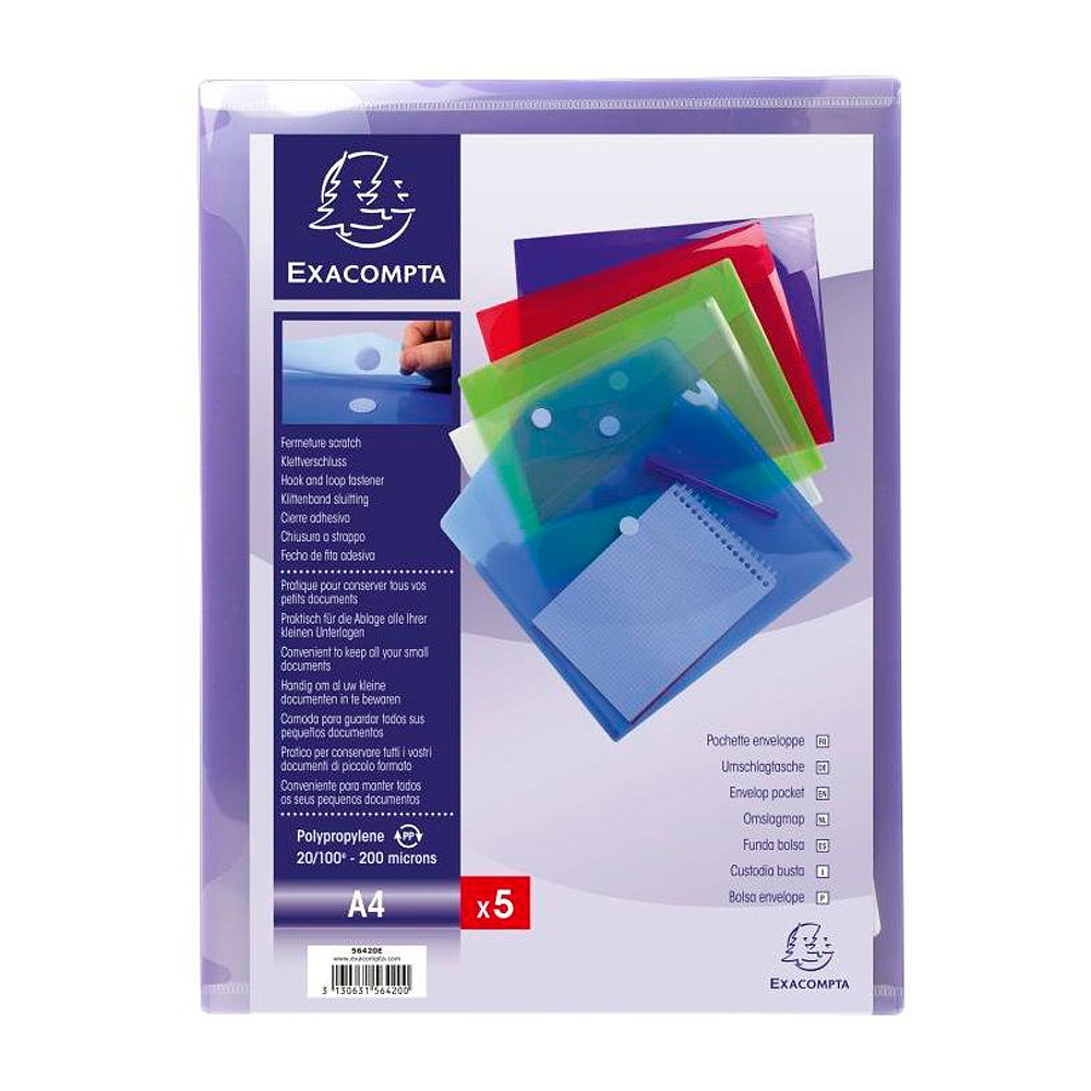 Папка-конверт на липучке "Velcro", A4, ассорти - 2