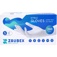 Перчатки нитриловые неопудренные Zaubex, одноразовые, р-р S, 200 шт/уп, голубой