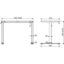 Каркас стола с электроприводом одномоторный Waltz IR20, Fit Focus Space One, черный 