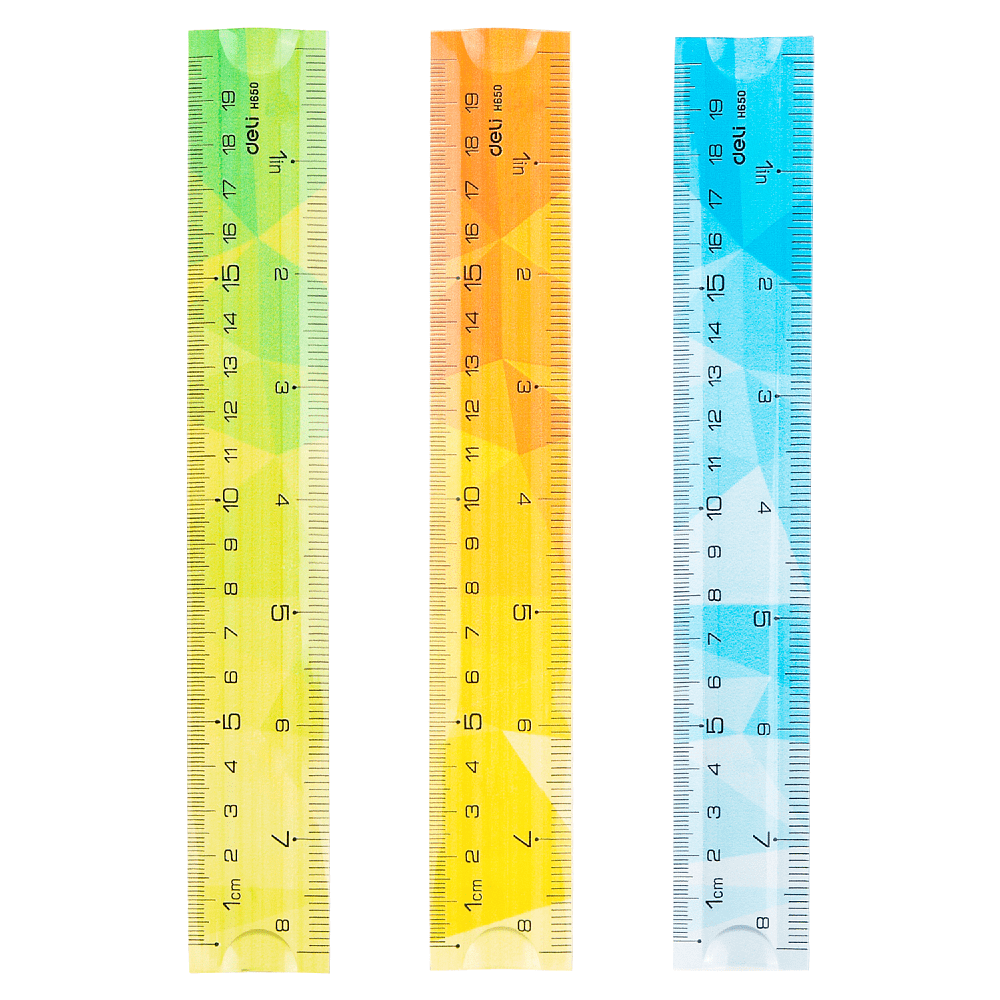 Линейка "Deli", 20 см, прозрачный, ассорти
