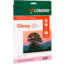 Фотобумага глянцевая для струйной фотопечати "Lomond", А4, 50 листов, 150 г/м2