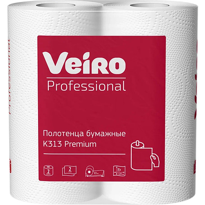 Полотенца бумажные Veiro Professional Premium, в рулонах, 2 рулона, 15 м, 2 слоя