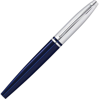 Ручка-роллер "Cross Calais Chrome&Blue Lacquer", 0.7 мм, синий, серебристый, стерж. черный - 3