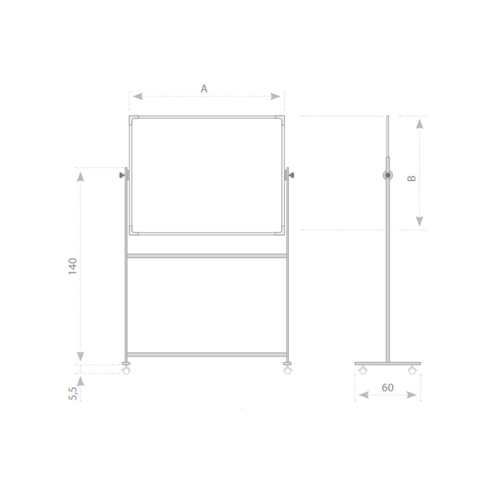 Магнитная доска оборачиваемая мобильная белая, 90x120 см - 5