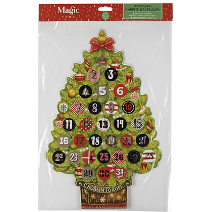 Ель настольная "Адвент с отрывными наклейками-сюрпризами Волшебство", 40x26 см - 2