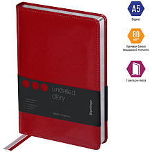 Ежедневник недатированный "Silver Pristine", А5, 320 страниц, красный