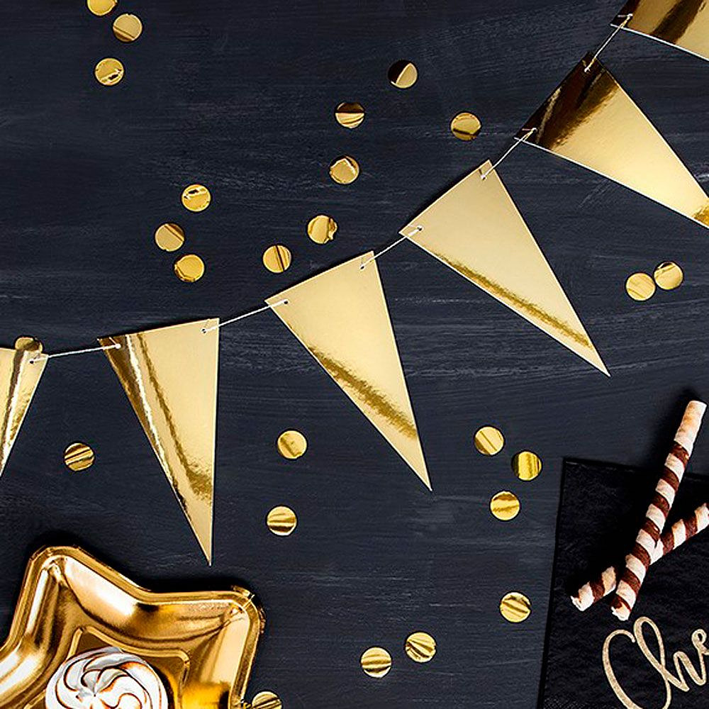 Гирлянда подвесная "Флажки", золотистый - 2