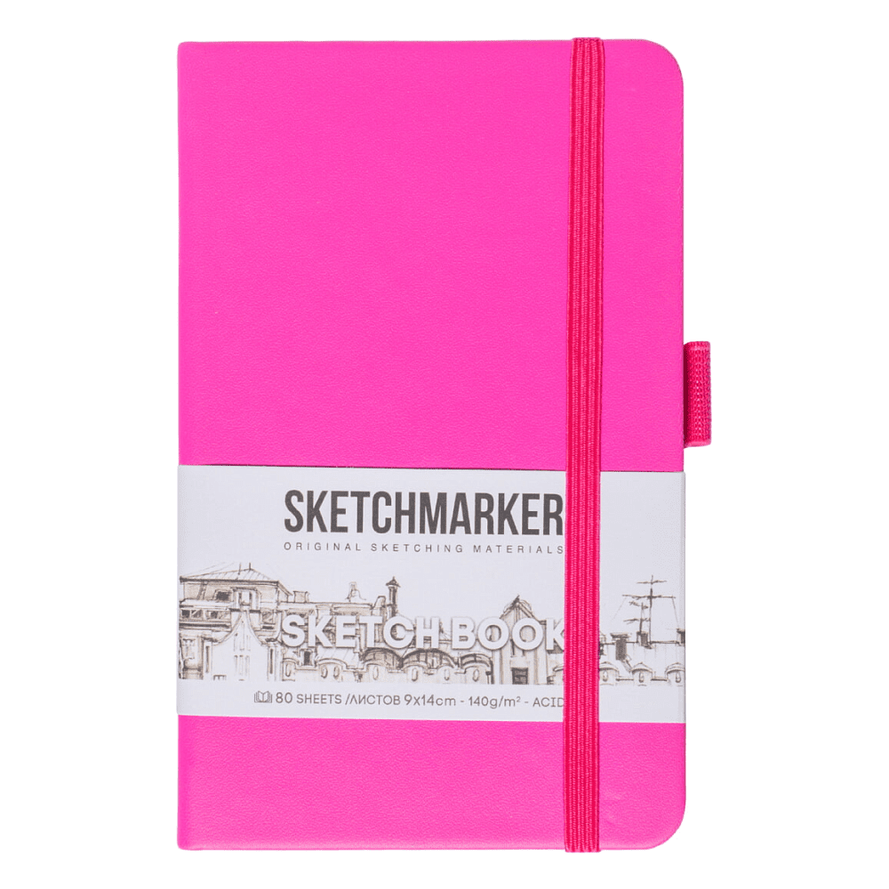 Скетчбук "Sketchmarker", 9x14 см, 140 г/м2, 80 листов, фуксия 
