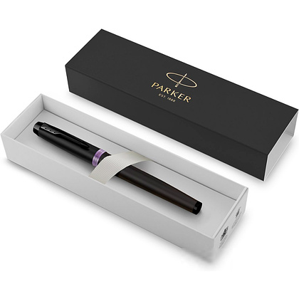 Ручка перьевая Parker "IM Vibrant Rings F315 Amethyst Purple PVD", F, черный, фиолетовый, патрон синий - 6