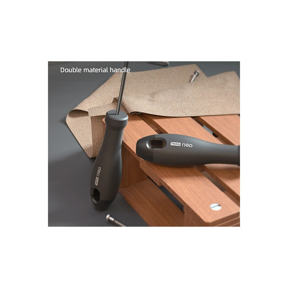 Отвертка Deli HS EHT1103, SL3х75 мм, Soft Touch, черный - 3