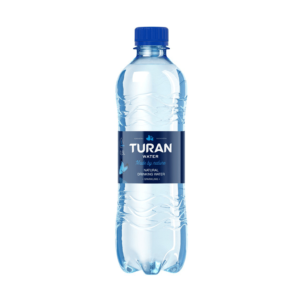 Вода минеральная питьевая "Тuran. Лёгкая", газированная 0.5 л, пластиковая бутылка