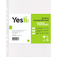 Файл (папка-карман) "Yesli.", A4, 100 шт, 25 мкм, прозрачный