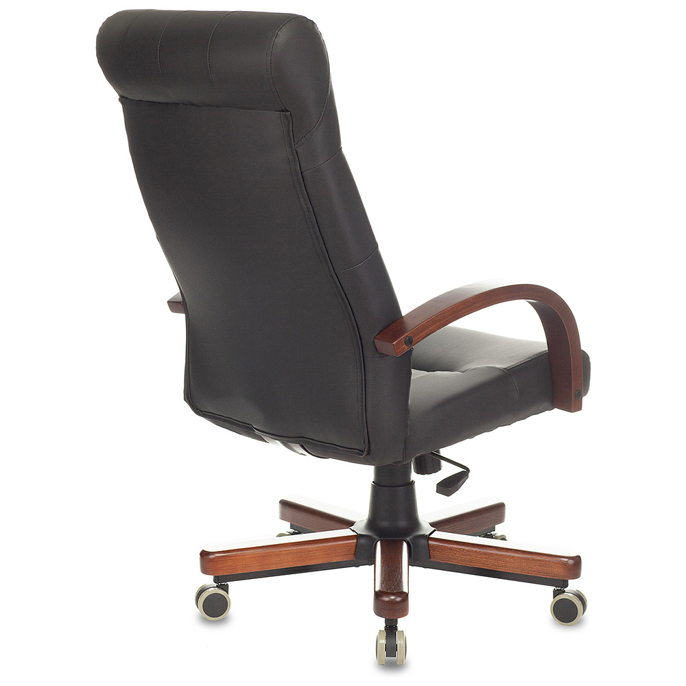 Кресло для руководителя "Бюрократ T-9928WALNUT/ECO", металл, дерево, экокожа, черный - 4