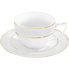 Чашка с блюдцем "WL-880102404 Diamond", 240 мл, фарфор, белый