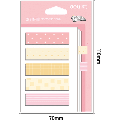 Закладки бумажные клейкие "Deli", 12x44 мм, 100 шт, ассорти - 2