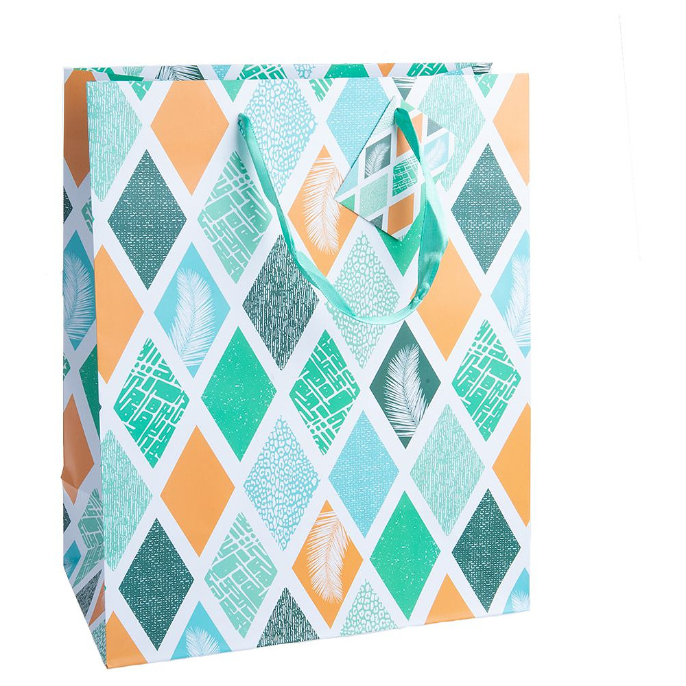 Пакет бумажный подарочный "Разноцветные фигуры", 17.8x22.9x9.8 см, ассорти