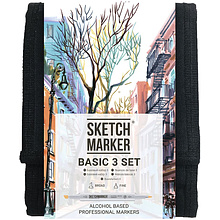 Набор маркеров перманентных двусторонних "Sketchmarker Basic 3"